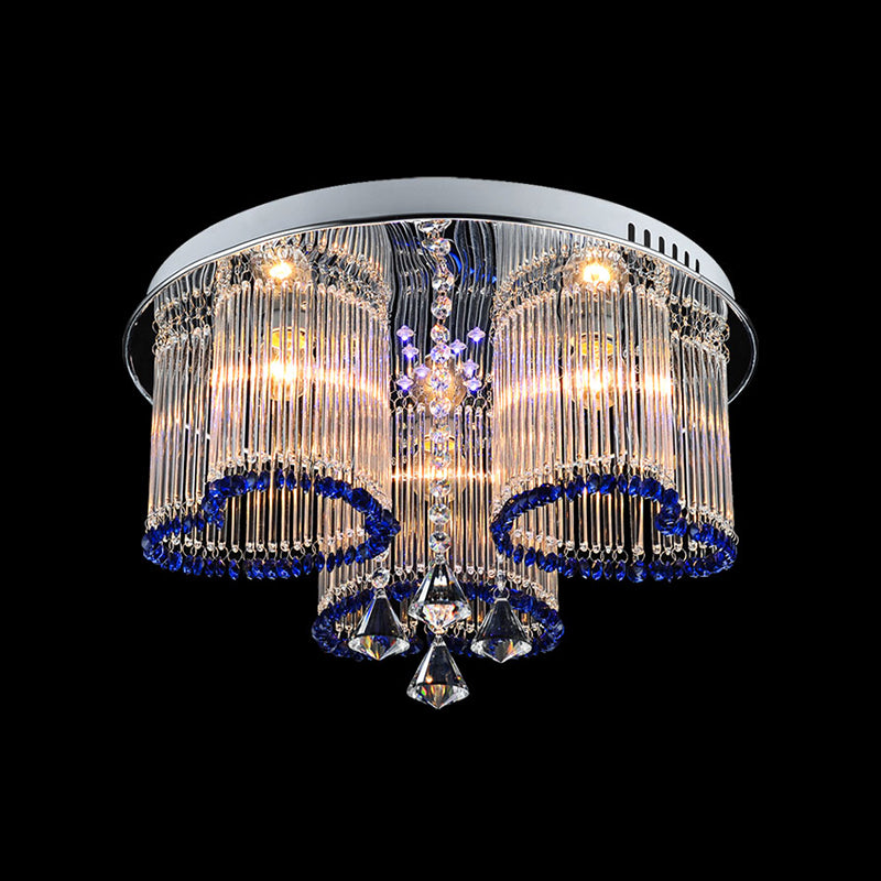 Schlafzimmer Loving Heart Ceiling Mount Light Crystal Modern Style 3/5 Lights Blue Ceiling Lamp