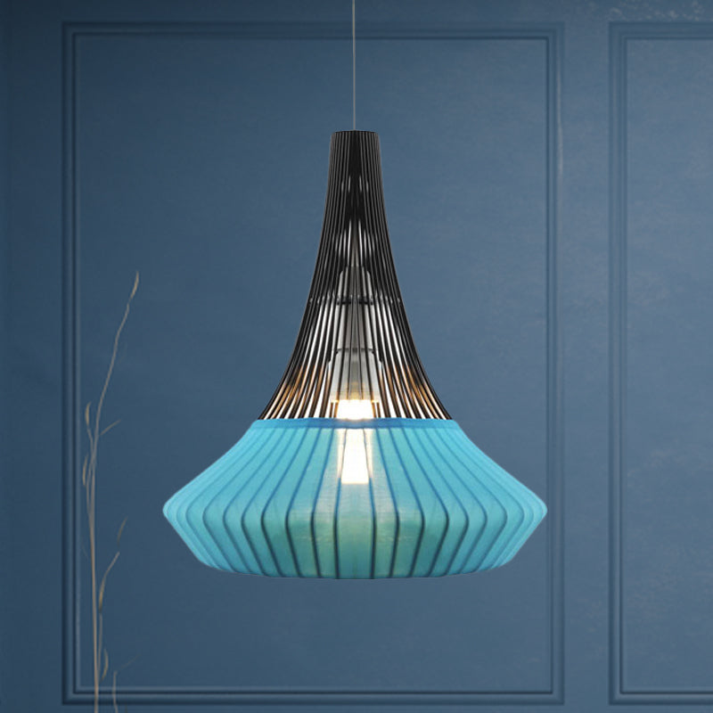 Cone Shade Pendant Light Modern Style Fabric 1 clair noir / rose / bleu Lumière suspendue pour le salon