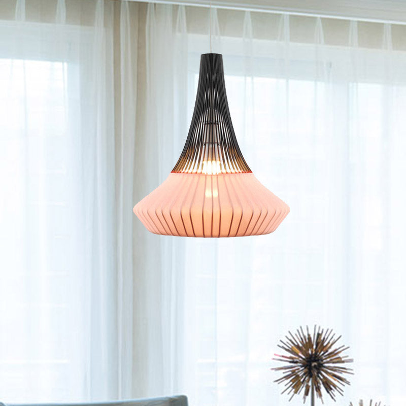 Cone Shade Pendant Light Modern Style Fabric 1 clair noir / rose / bleu Lumière suspendue pour le salon