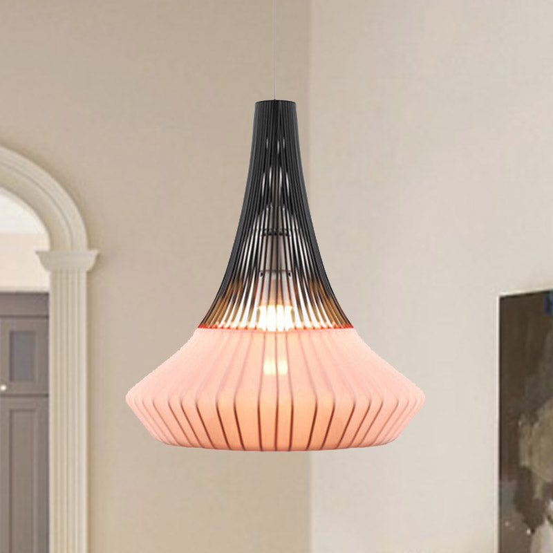 Cone Shade Pendant Light Modern Style Fabric 1 clair noir / rose / bleu Lumière suspendue pour le salon