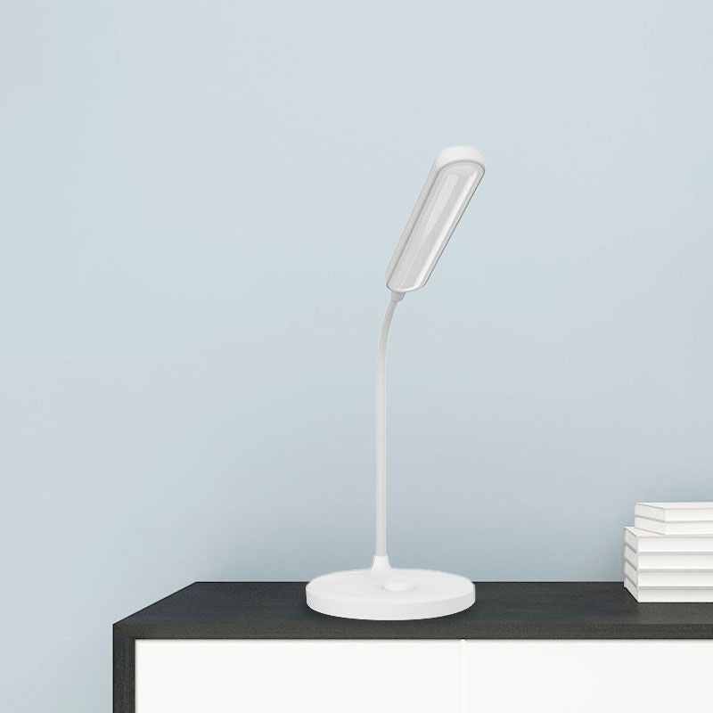 Lámpara de escritorio LED de sombra oblonga blanca moderna luz de mesa ajustable simple para sala de estudio junto a la cama