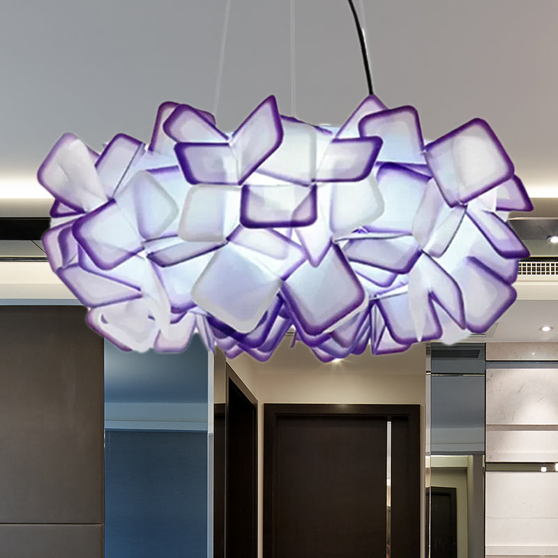 Brun / bleu / violet Blossom Drop Pendant Contemporary 21 "/27.5" De plus de plafond en acrylique 1 "de large pour le salon