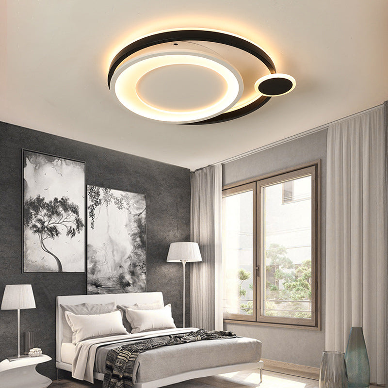 15 "/18" /21.5 " Wide Orbit Ceiling montés Fixture Nordic Metal Black / White LED Flush Mount Light in Warm / White