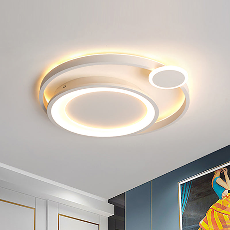 15"/18"/21.5" Wide Orbit Ceiling Mounted Fixture Nordic Metal Black/White LED Flush Mount Light in Warm/White