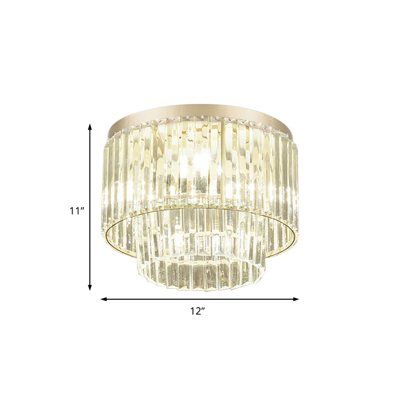 Modernist Drum Massimale Lampada Clear Crystal 12 "/16" Larghezza 3/4 Luci Flush Montaggio Illuminazione per Living Room