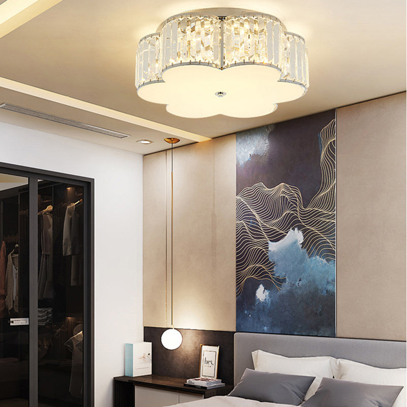 LED Ronde/Bloem Flush Mount Verlichting Modernist Crystal Plafond Lamp met Acryl Diffuser in Wit