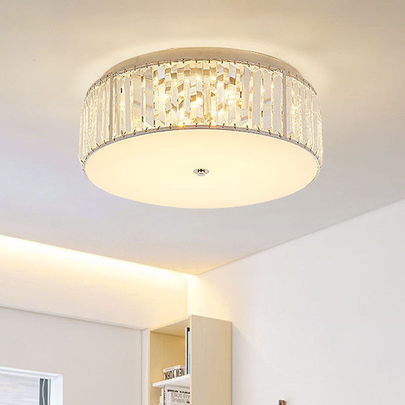 LED Round/Flower Flush Mount Lighting Modernist Crystal Ceiling Lamp with Acrylic Diffuser in White