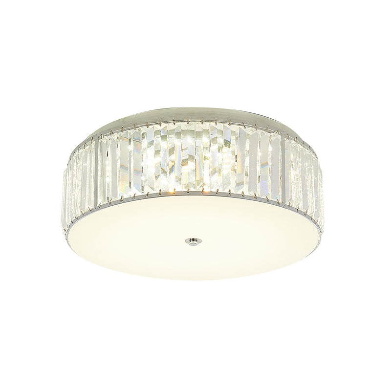 LED Round/Flower Flush Mount Lighting Modernist Crystal Ceiling Lamp with Acrylic Diffuser in White