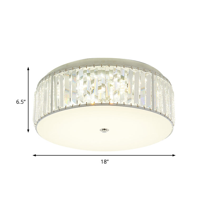 LED Round/Flower Flush Mount Lighting Modernist Crystal Ceiling Lamp with Acrylic Diffuser in White