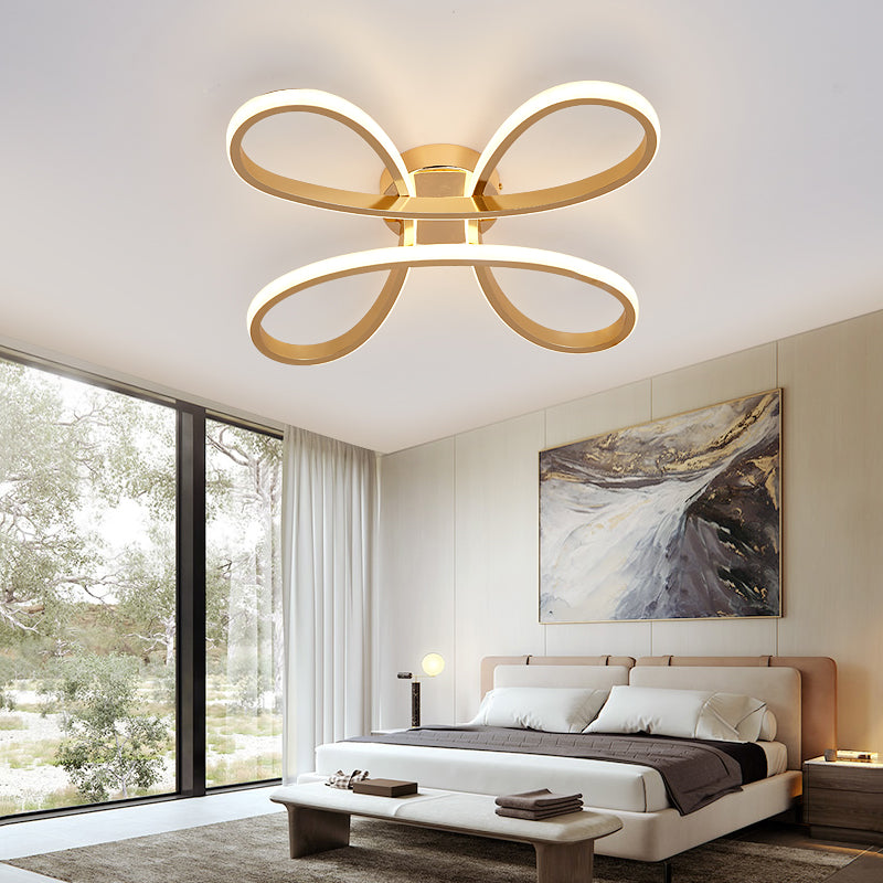 Nordic Clover Flush Mount Light Acrylic Gold LED Ceiling Flush Mount for Bedroom in Warm/White, 21.5"/25.5" Wide