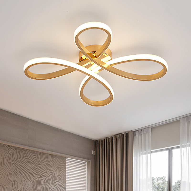 Nordic Clover Flush Mount Light Acrylic Gold LED Ceiling Flush Mount for Bedroom in Warm/White, 21.5"/25.5" Wide