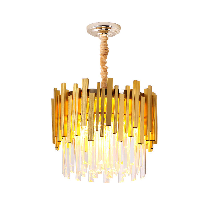 Modern Stylish Silver/Gold Pendant Lamp with Crystal Prism 6 Bulbs Suspension Lamp for Bedroom