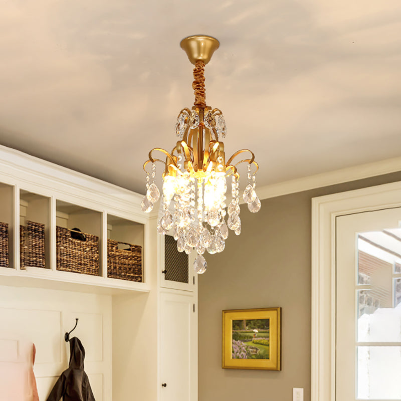 3/6 têtes Crystal Chandelier Lighting Moderniste Style Plafond Pendant Light en noir / or pour la chambre