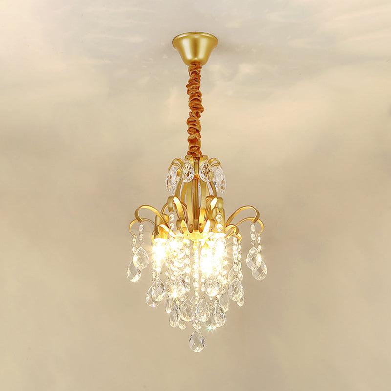 3/6 têtes Crystal Chandelier Lighting Moderniste Style Plafond Pendant Light en noir / or pour la chambre