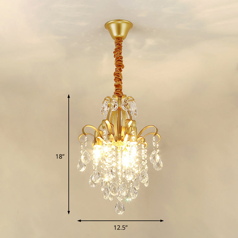 3/6 têtes Crystal Chandelier Lighting Moderniste Style Plafond Pendant Light en noir / or pour la chambre