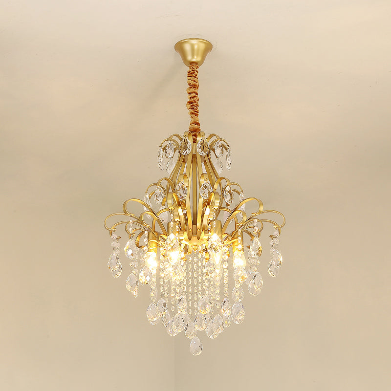 3/6 têtes Crystal Chandelier Lighting Moderniste Style Plafond Pendant Light en noir / or pour la chambre