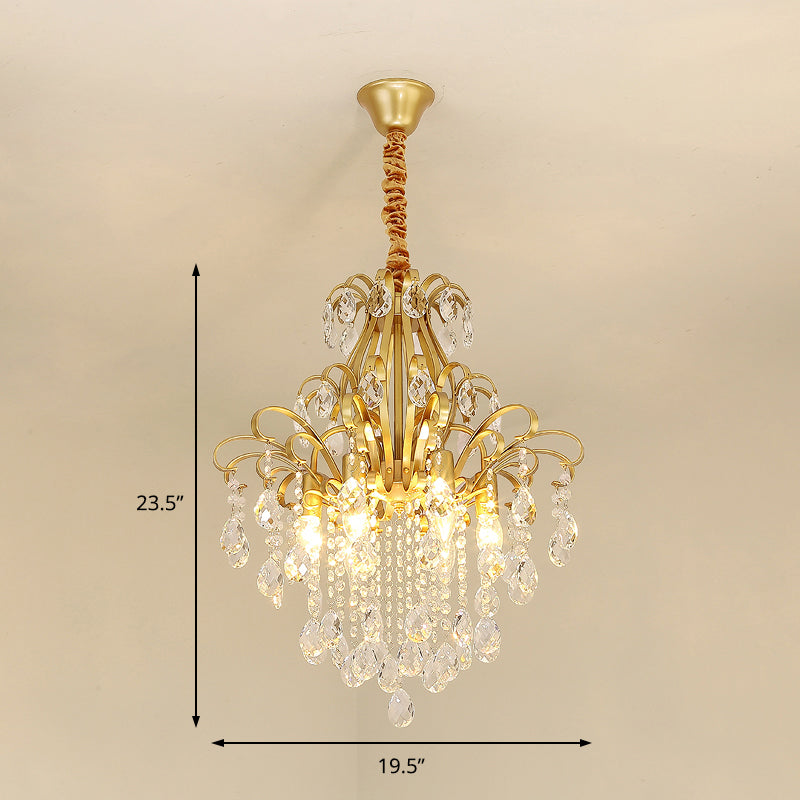 3/6 têtes Crystal Chandelier Lighting Moderniste Style Plafond Pendant Light en noir / or pour la chambre