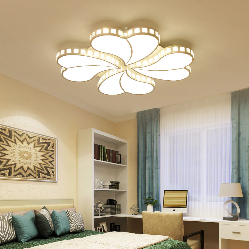 White Petal Flush Ceiling Light Contemporary Metal 20,5 "/24.5" /28 " Wide LED Ceiling Light for Living Room with Acrylic Shade