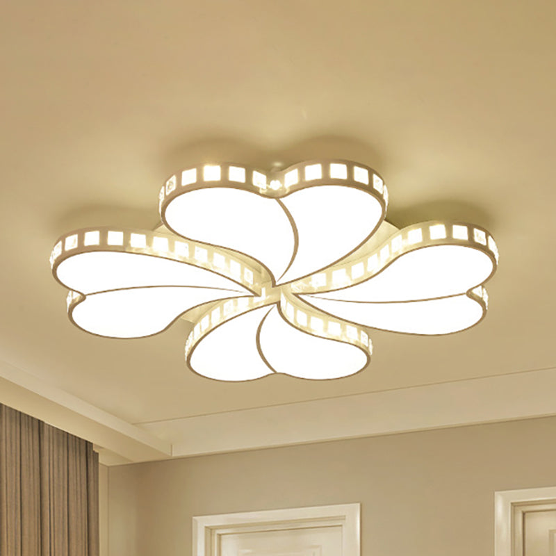 White Petal Flush Ceiling Light Contemporary Metal 20,5 "/24.5" /28 " Wide LED Ceiling Light for Living Room with Acrylic Shade