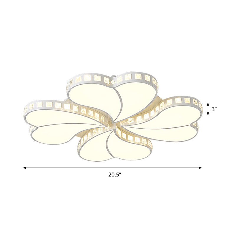 White Petal Flush Ceiling Light Contemporary Metal 20.5"/24.5"/28" Wide LED Ceiling Light for Living Room with Acrylic Shade