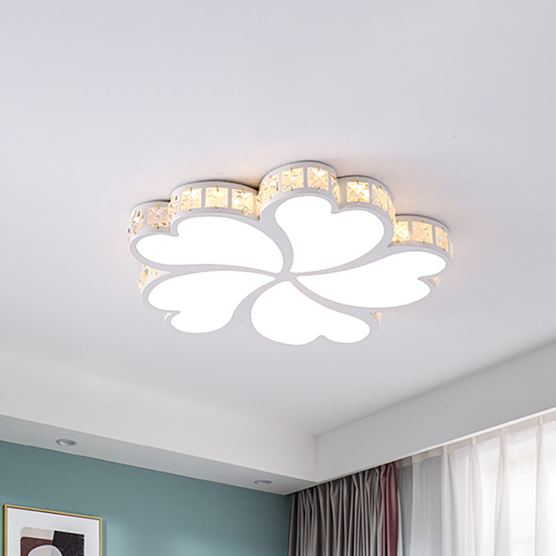 Nordic Clover Flush Mount Ceiling Light with Crystal Shade Black/White/Gold LED Bedroom Ceiling Flush Mount Light