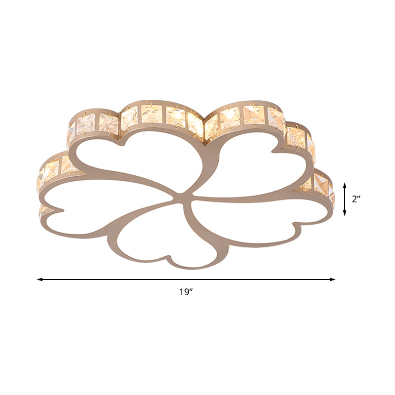 Nordic Clover Deckeneinbauleuchte mit Kristallschirm, Schwarz/Weiß/Gold, LED-Deckeneinbauleuchte für Schlafzimmer