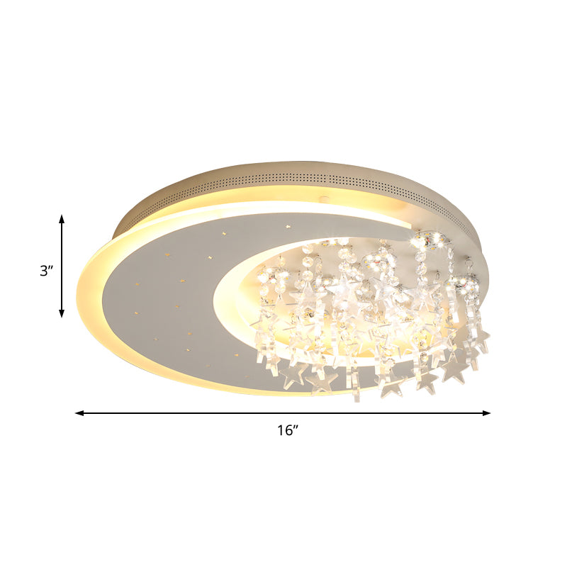 16 "/23.5" W Round Metallo Flush Massimale Light Moderno White LED Massimale Montato Fixture con Crystal Accent