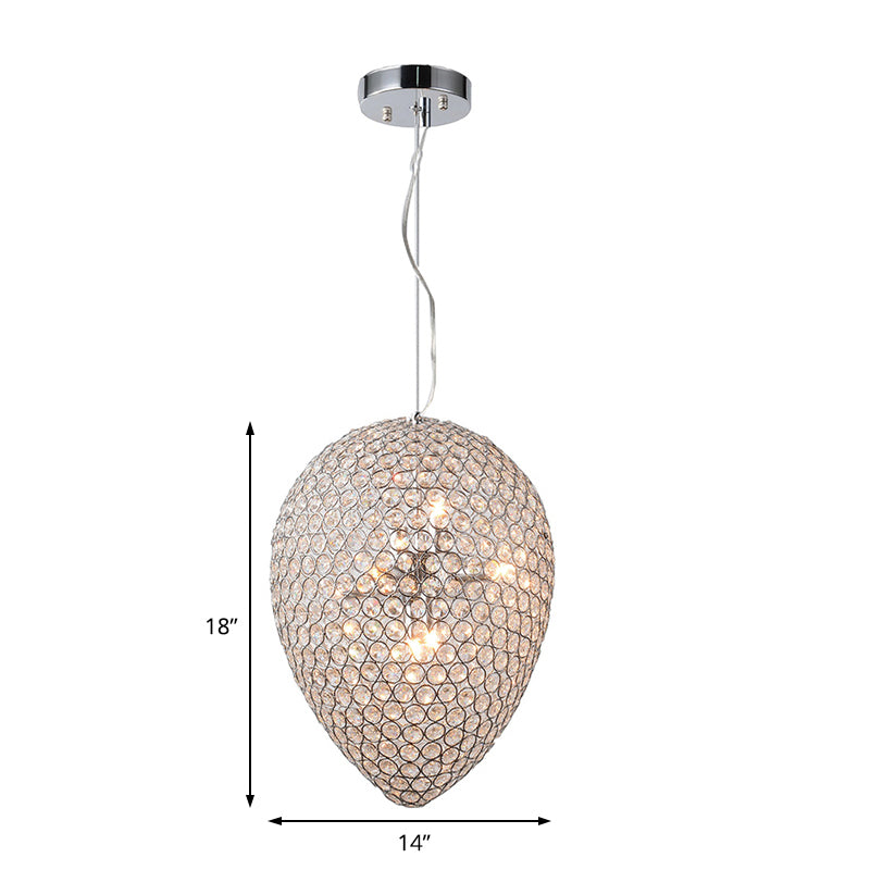 Éclairage de pendentif perlé en chromé avec une teinte en larme à la lampe de lustre multi-lumière en cristal clair moderne