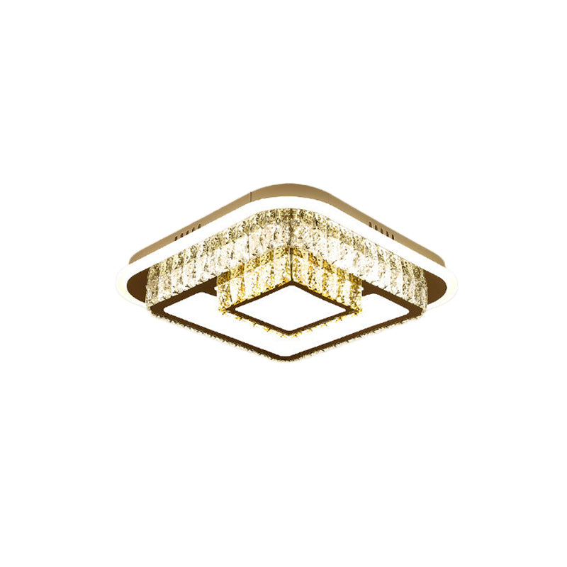 Modernism Square/Flower Flush Ceiling Light Clear Crystal LED Close to Ceiling Light in White for Bedroom