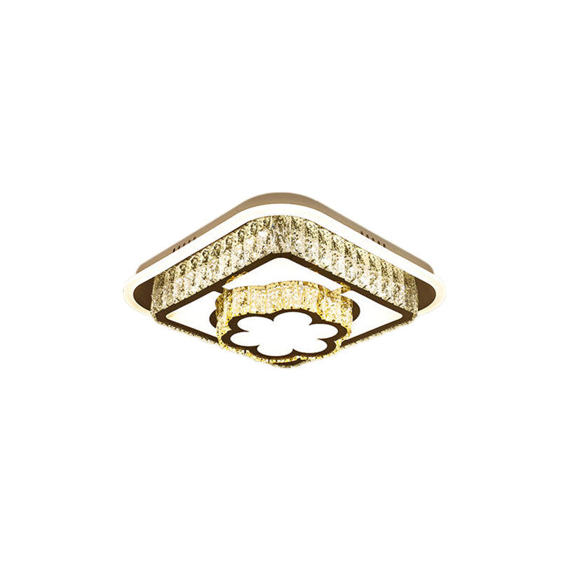 Modernisme Vierkante/Bloem Flush Plafond licht helder kristal LED dicht bij Ceiling Light in het wit voor slaapkamer