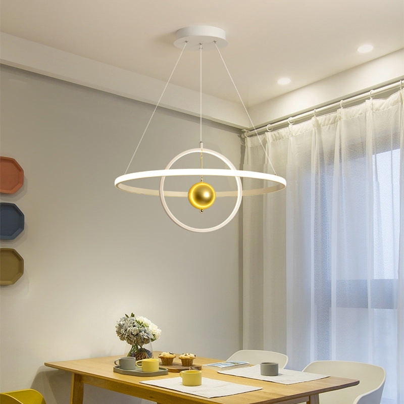 Black/White Orbit LED Ceiling Pendant Light Contemporary Acrylic Chandelier in Warm/White Light