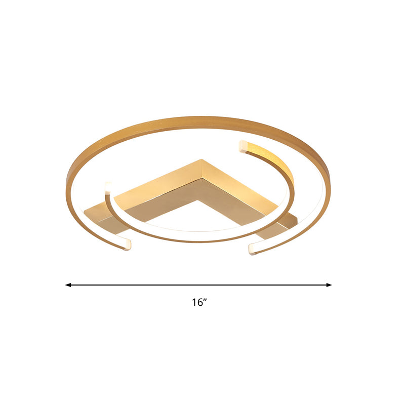 C-förmige Unterputz-Beleuchtung, einfacher Stil, Metall, goldfarbene LED-Lampe in Deckennähe für Schlafzimmer, 16"/19,5" B