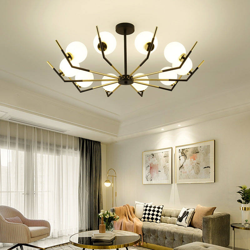 Iron Claw-Shaped Up Chandelier Contemporary 6/8/10 Lights Ceiling Pendant with White Glass Shade