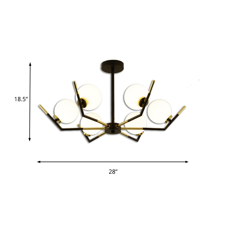 Iron Claw-Shaped Up Chandelier Contemporary 6/8/10 Lights Ceiling Pendant with White Glass Shade