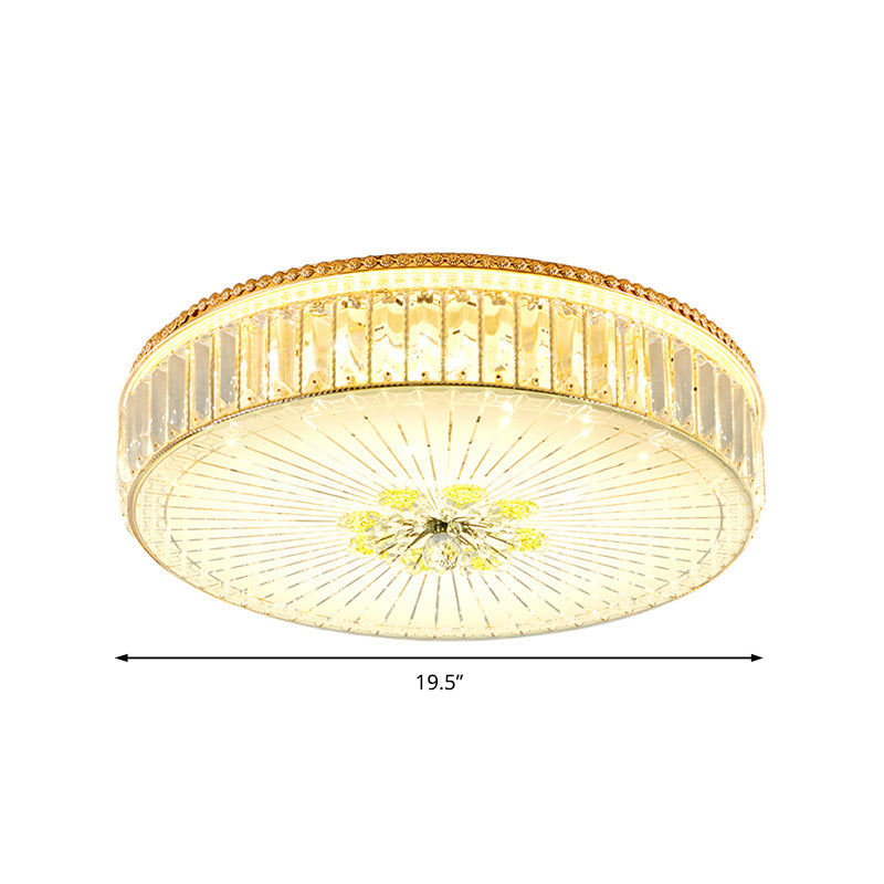 Clear Crystal Circular Ceiling Light Fixture 16 "/19.5" /23.5 " W Multi Light Modern Flush Mount Light with Glass Diffuser in Gold