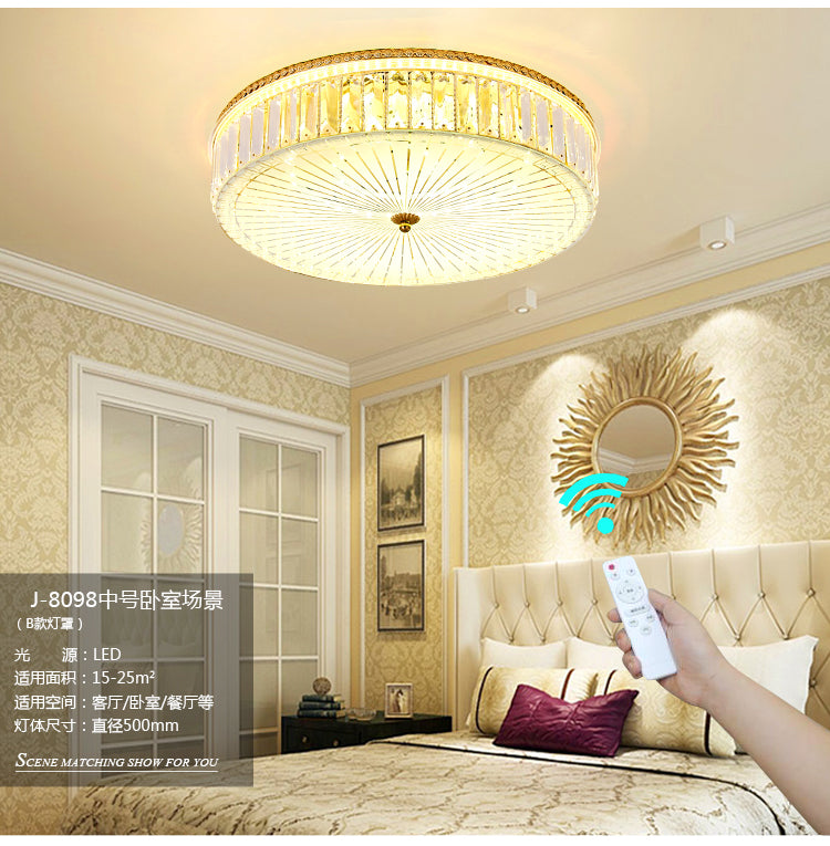 Clear Crystal Circular Ceiling Light Fixture 16"/19.5"/23.5" W Multi Light Modern Flush Mount Light with Glass Diffuser in Gold