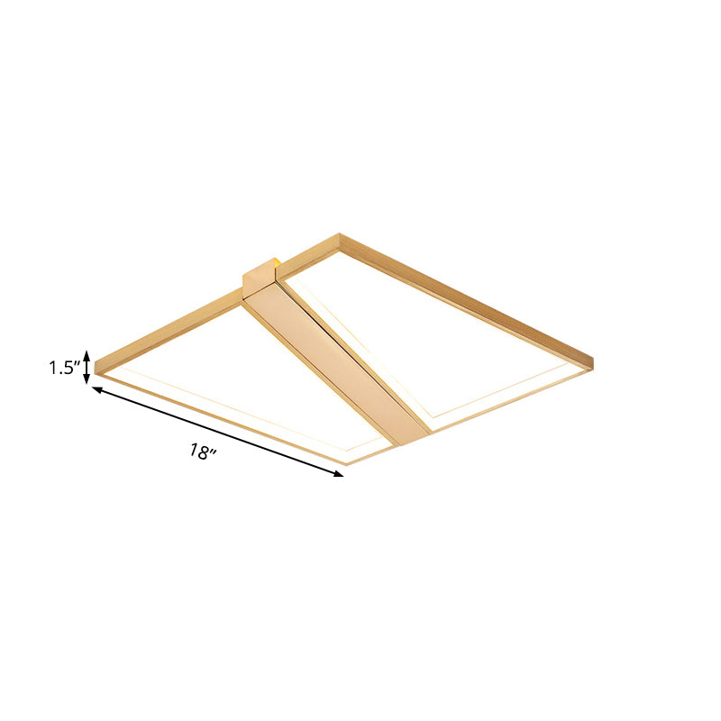 Gouden metalen gesplitste vierkante plafondinbouw Moderne 18"/23,5" W LED-inbouwlamp voor slaapkamer in warm/wit