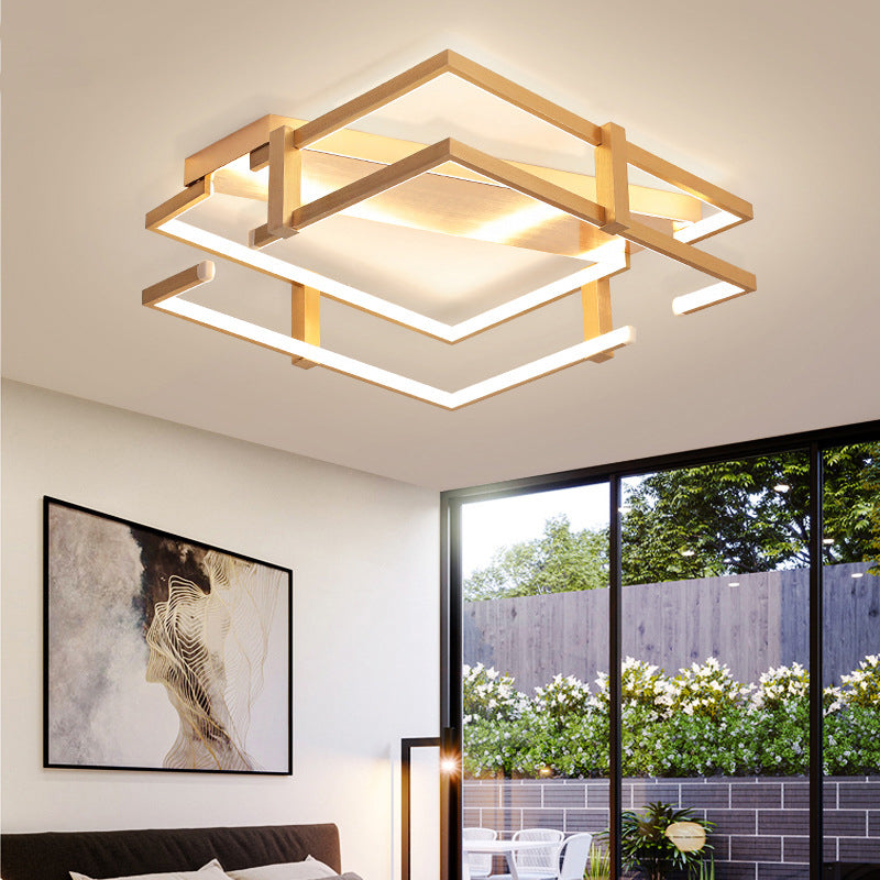 Aluminum Frame Flush Mount Light Fixture Nordic Gold LED Bedroom Ceiling Lamp in Warm/White, 18"/23.5" W