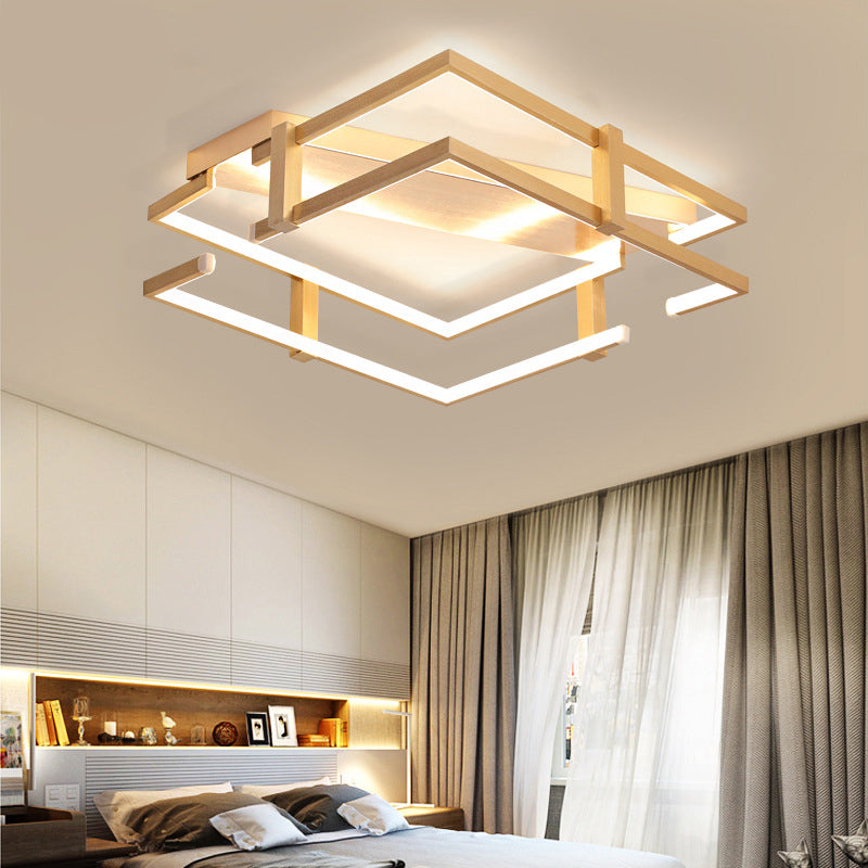 Aluminum Frame Flush Mount Light Fixture Nordic Gold LED Bedroom Ceiling Lamp in Warm/White, 18"/23.5" W