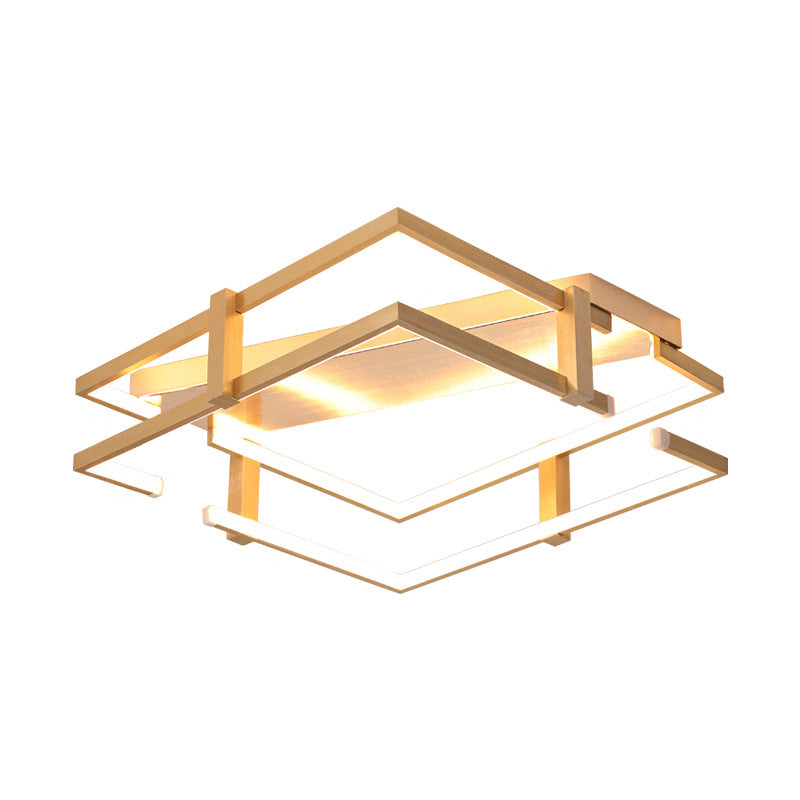 Aluminum Frame Flush Mount Light Fixture Nordic Gold LED Bedroom Ceiling Lamp in Warm/White, 18"/23.5" W