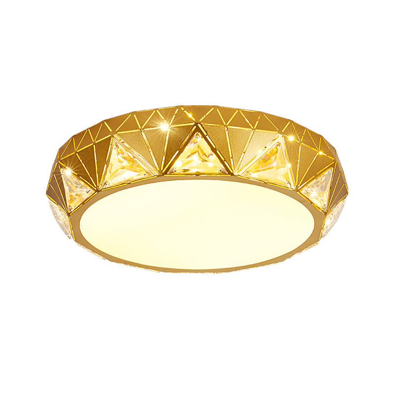 Lámpara de techo geométrica LED Luz moderna de montaje empotrado de metal y acrílico con acento de cristal triangular en blanco/dorado, 12"/18" W