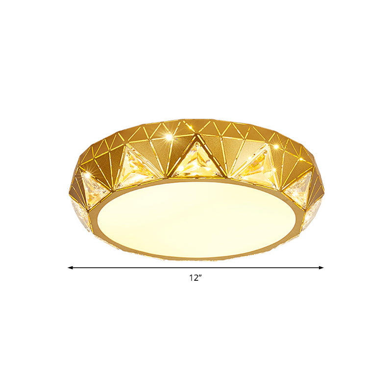 Lámpara de techo geométrica LED Luz moderna de montaje empotrado de metal y acrílico con acento de cristal triangular en blanco/dorado, 12"/18" W