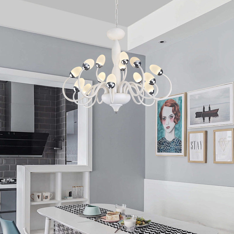 Bud Bedroom Up Chandelier Acrylic 15/22-Light Contemporary Hanging Ceiling Pendant in White