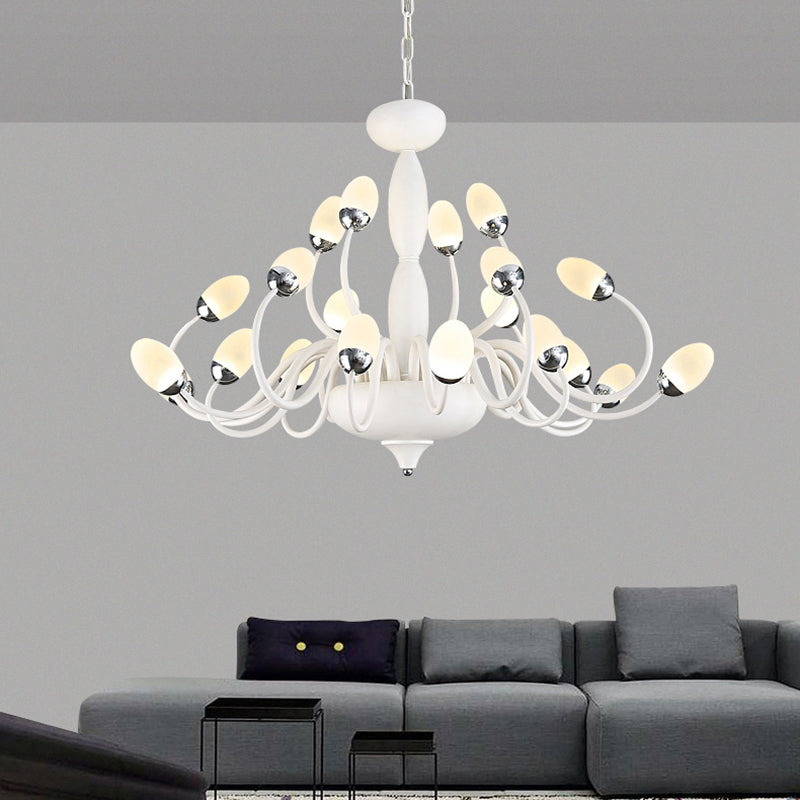 Bud Bedroom Up Chandelier Acrylic 15/22-Light Contemporary Hanging Ceiling Pendant in White