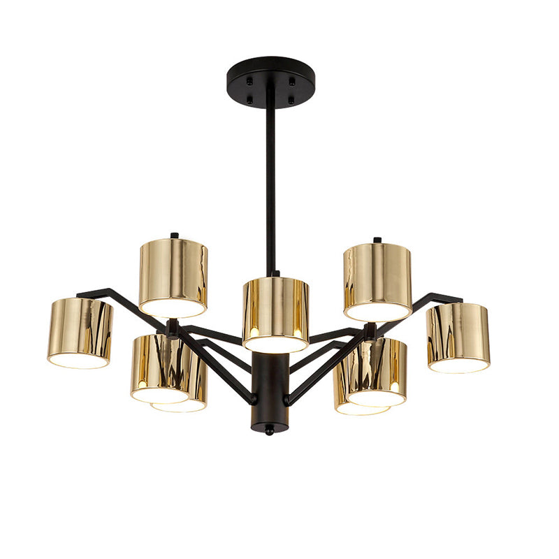 Metal Drum Chandelier Light Modern 7-Head Pendant Lighting Fixture in Gold for Living Room