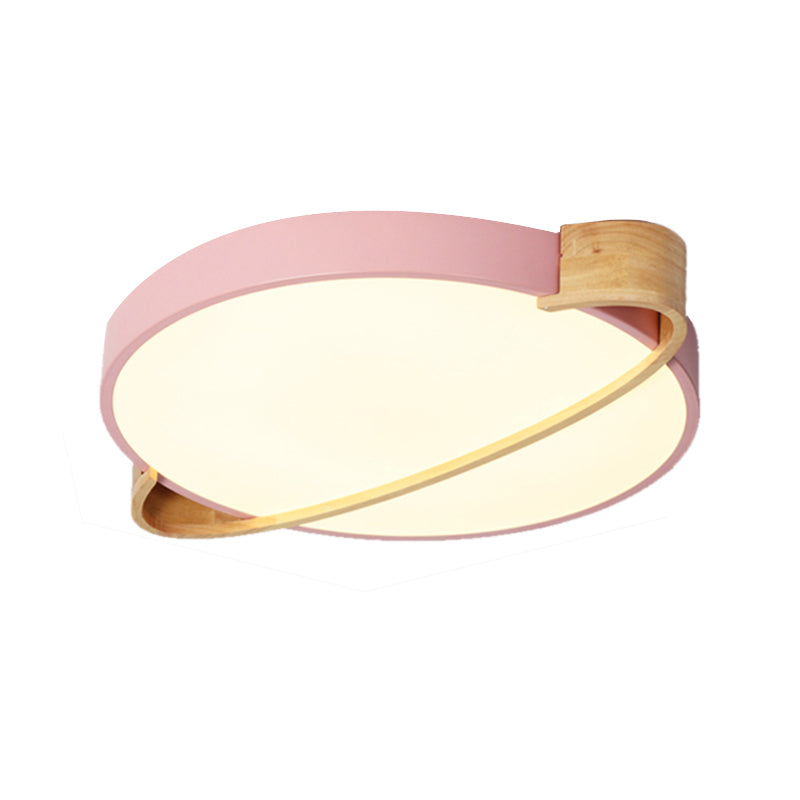 Plafonnier LED rond nordique en métal rose/jaune/vert, luminaire de plafond, pour chambre à coucher, blanc chaud/blanc, 12/16/19.5 pouces de diamètre