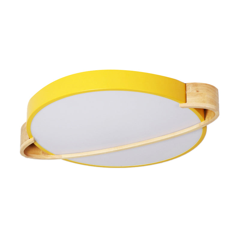 Plafonnier LED rond nordique en métal rose/jaune/vert, luminaire de plafond, pour chambre à coucher, blanc chaud/blanc, 12/16/19.5 pouces de diamètre