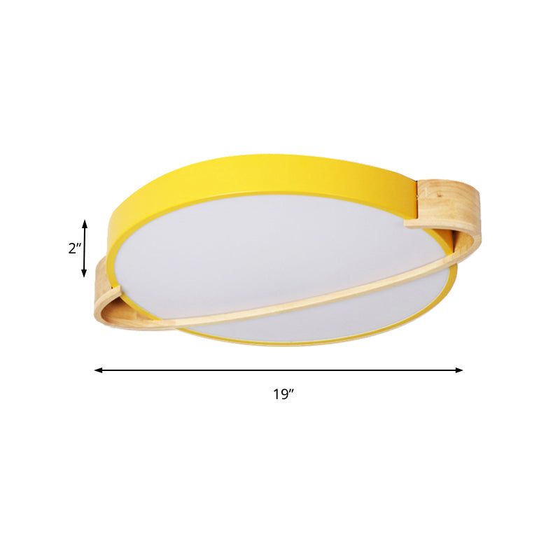 Plafonnier LED rond nordique en métal rose/jaune/vert, luminaire de plafond, pour chambre à coucher, blanc chaud/blanc, 12/16/19.5 pouces de diamètre