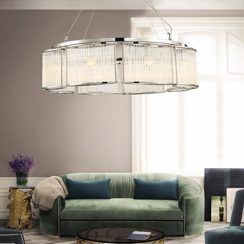 29.5"/33.5" Wide Crystal Round Ceiling Chandelier Modern Multi-Head Chrome Pendant Light Fixture