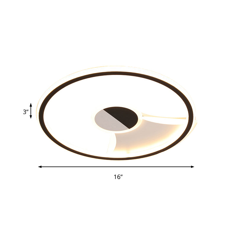 Acryl ronde inbouwplafondlamp, eenvoudige stijl LED zwart en wit 16"/19,5"/23,5" diam. LED-plafondlamp voor slaapkamer in warm/wit